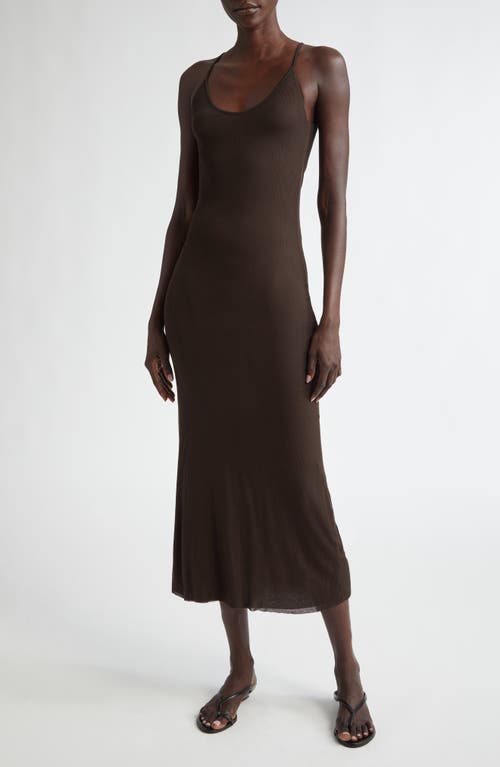 Shop Khaite Leesal Rib Slipdress In Dark Brown