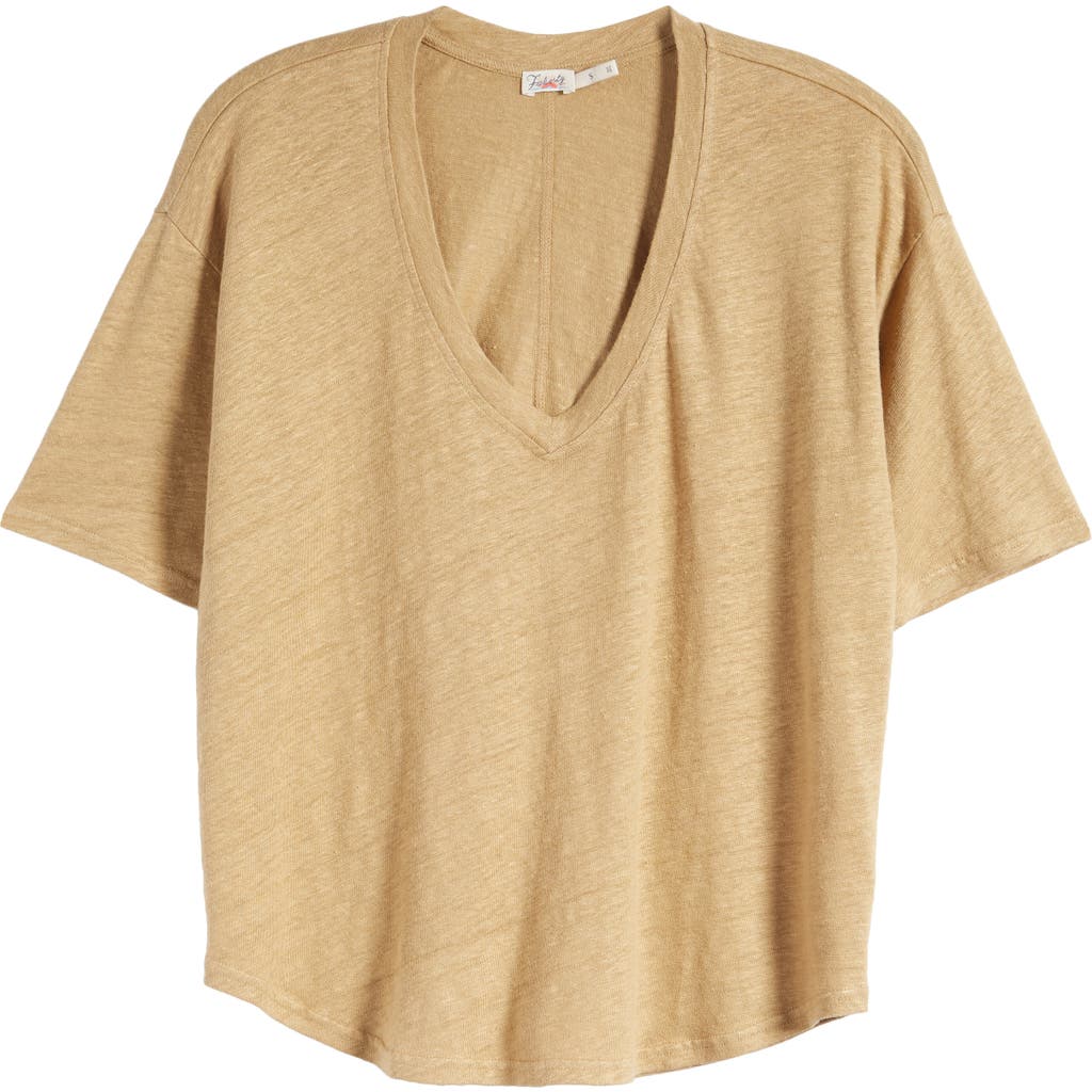 Faherty Linen V-neck T-shirt In Neutral