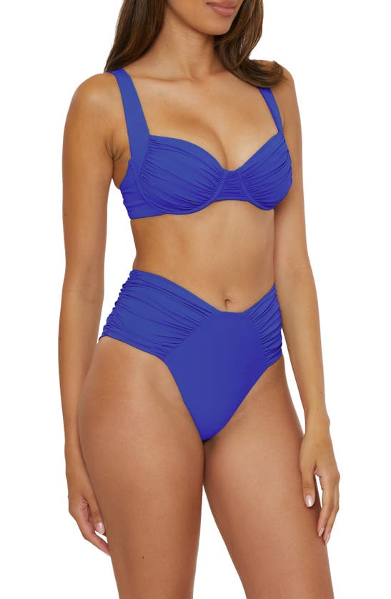 Shop Becca Color Code High Cut Bikini Bottoms In Sapphire