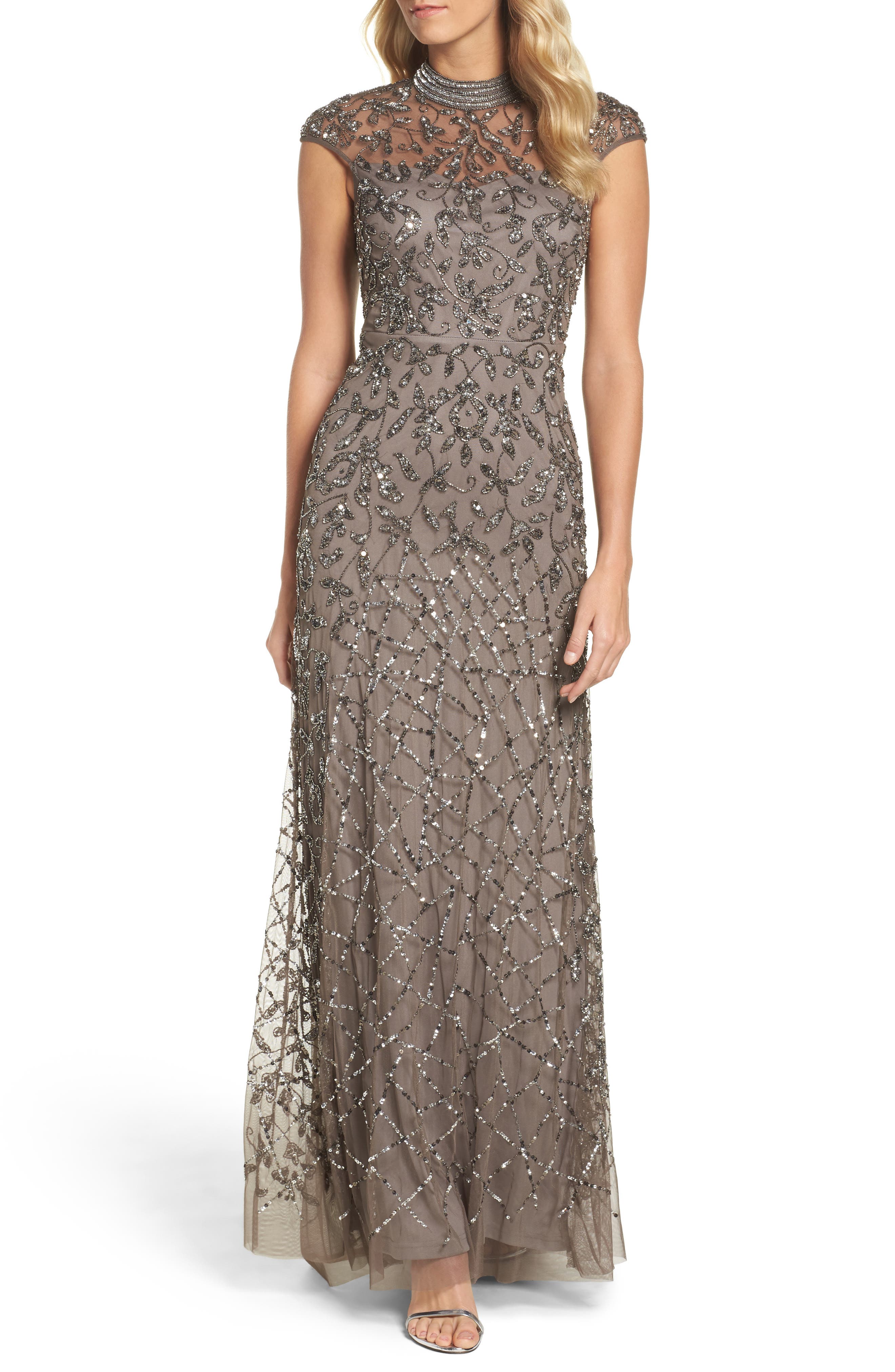 nordstrom embellished mesh gown