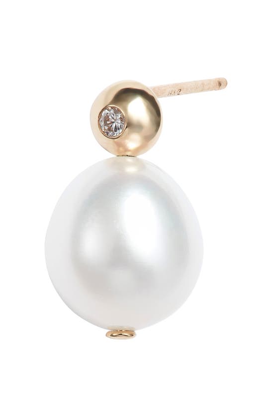 Shop Poppy Finch Dome Cultured Pearl & Diamond Stud Earrings In 14k Yellow Gold