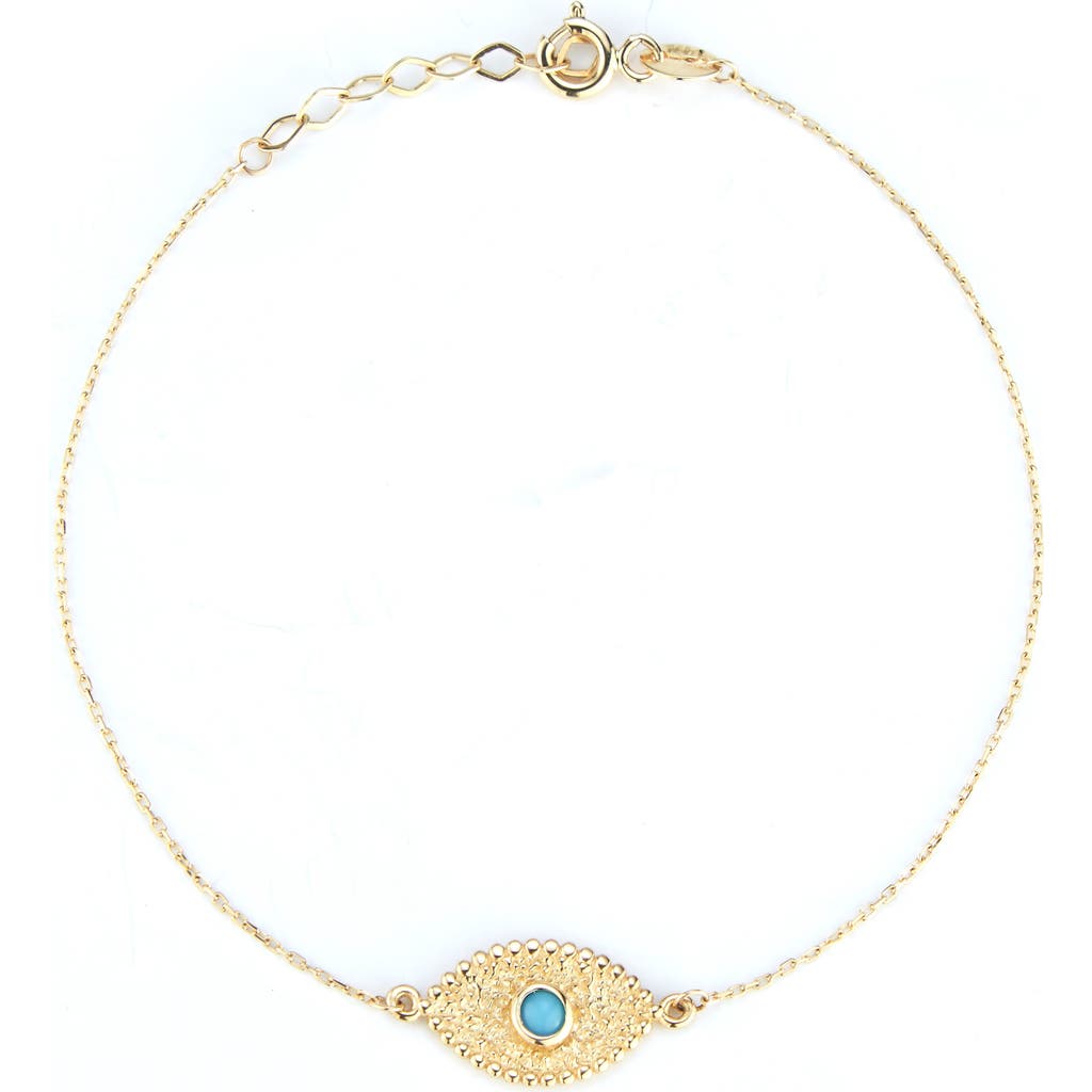 Ember Fine Jewelry Turquoise Evil Eye Bracelet In Gold