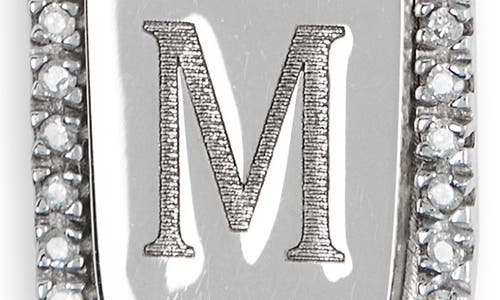 Meshmerise Diamond Initial Dog Tag Pendant Necklace In White-m