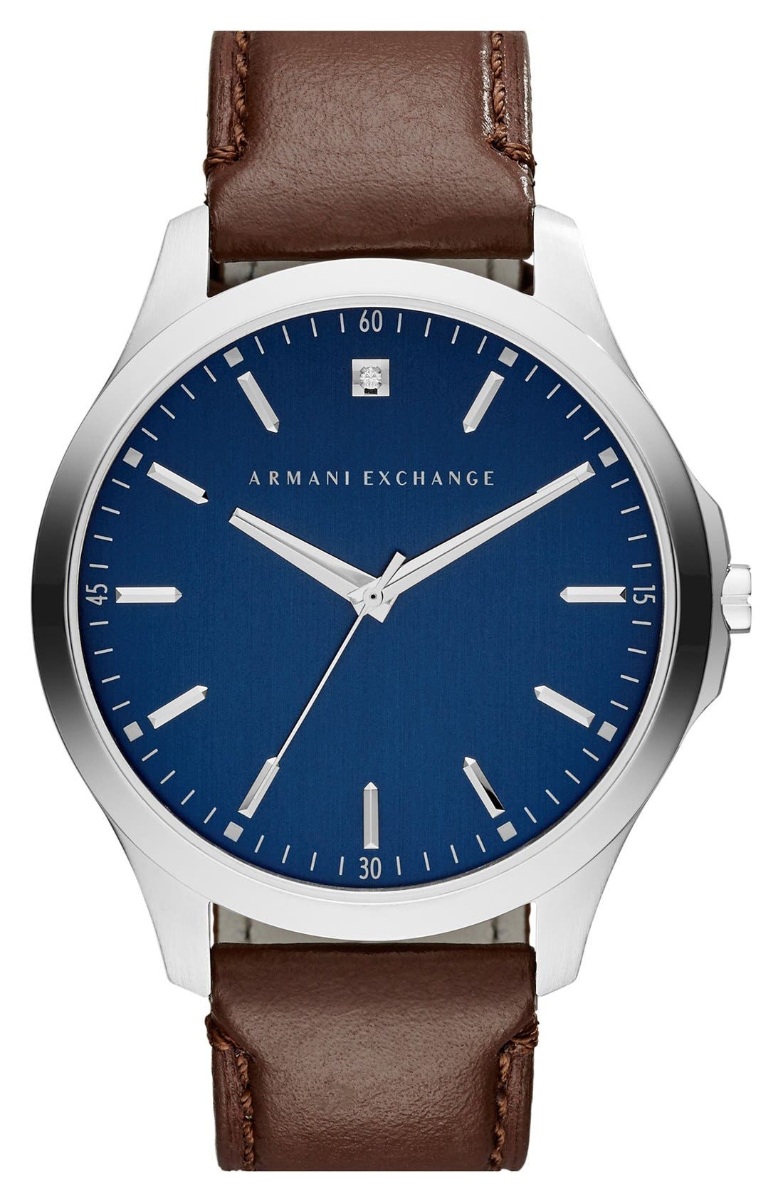 AX Armani Exchange Leather Strap Watch 