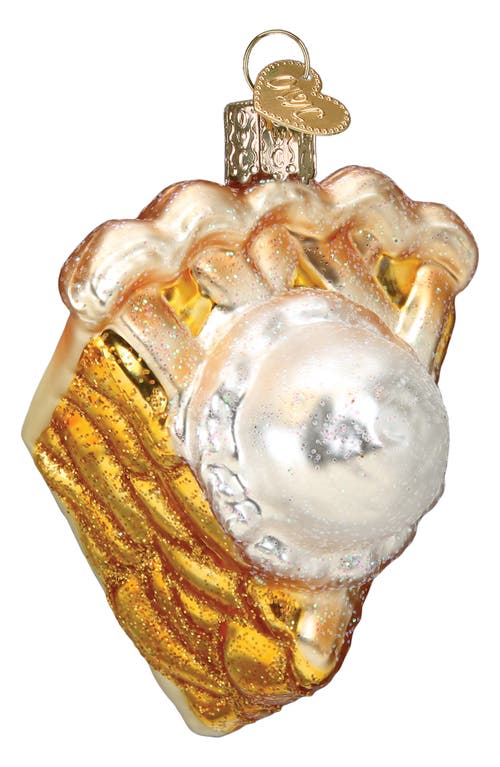 Old World Christmas Apple Pie a la Mode Glass Ornament in Gold/White 