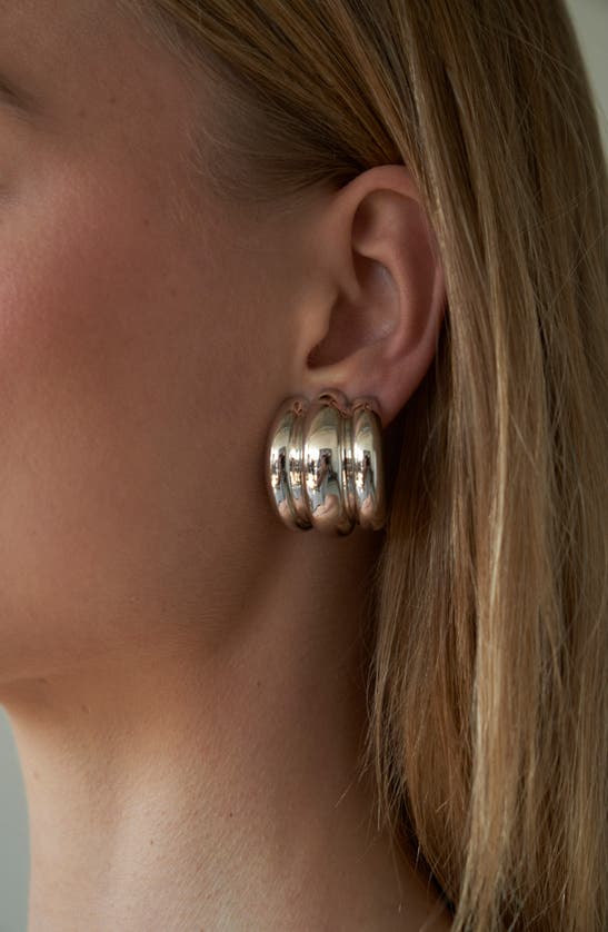 Shop Lili Claspe Elsa Shield Half Hoop Clip-on Earrings In Silver
