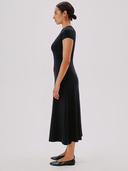 Another Tomorrow Short-sleeve Jersey Midi-dress In Black