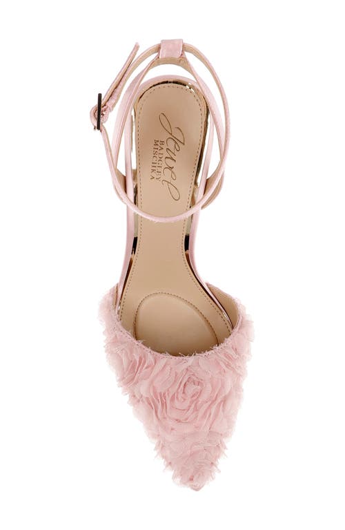 Jewel Badgley Mischka Shannon Pointed Toe Ankle Strap Pump In Pink/pink
