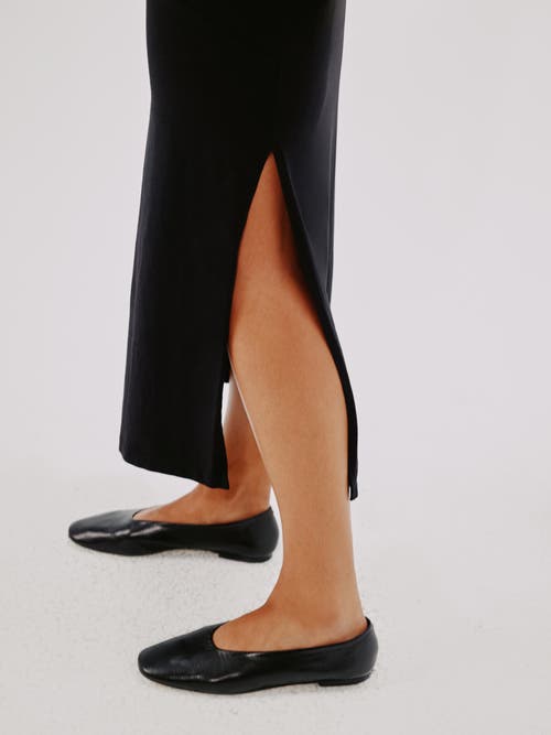 Another Tomorrow Elbow Sleeve Dress In Black