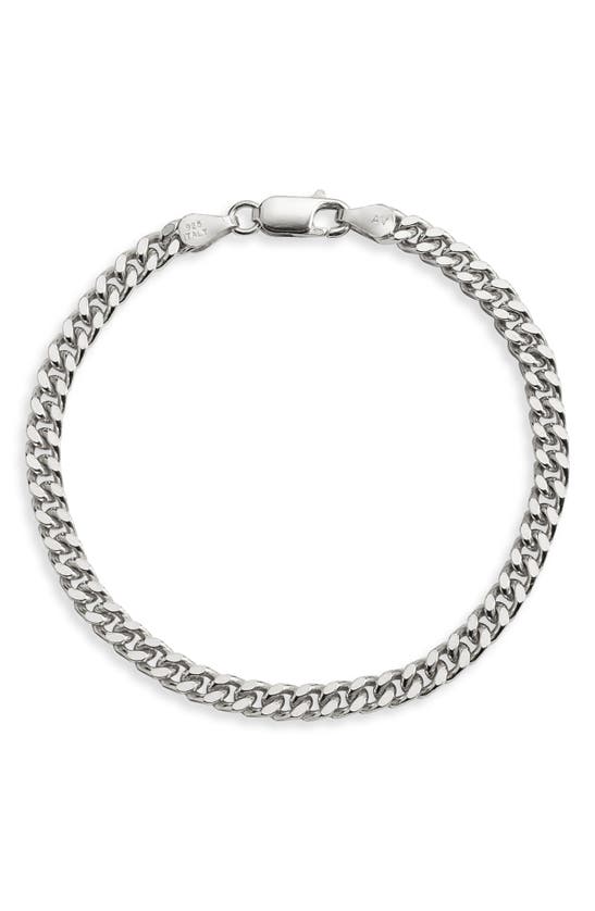 Argento Vivo Sterling Silver Flat Cuban Chain Bracelet In Metallic