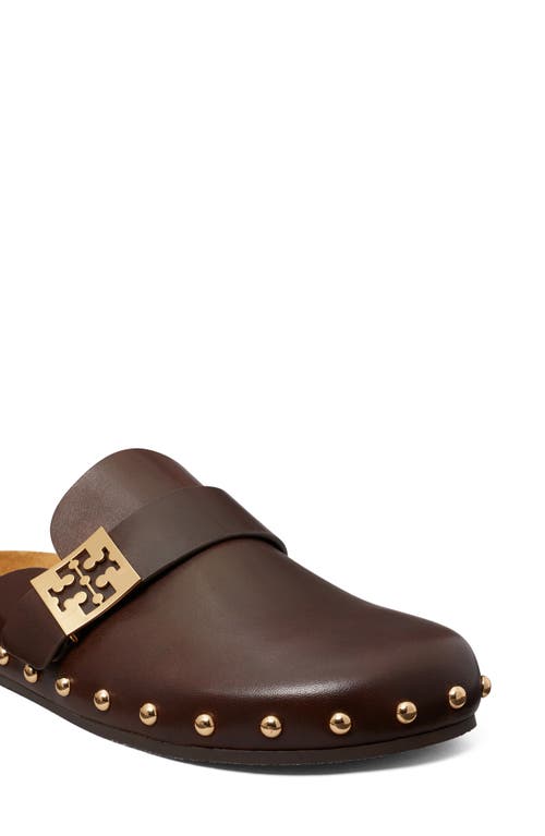 Shop Tory Burch Mellow Stud Mule In Deep Mocha/gold