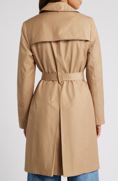 Shop Via Spiga Water Resistant Cotton Blend Coat With Removable Hood In Camel