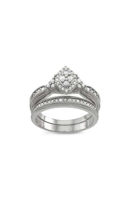 Fzn Diamond Bridal Ring Set In Silver