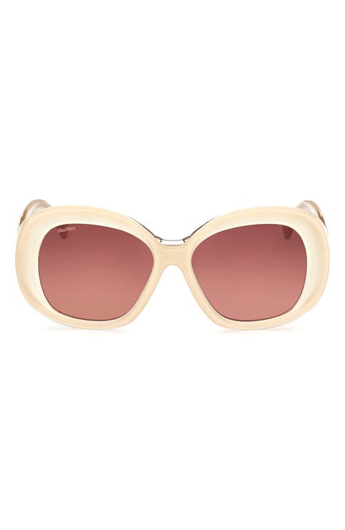 Shop Max Mara Edna 55mm Round Sunglasses In Ivory/gradient Brown