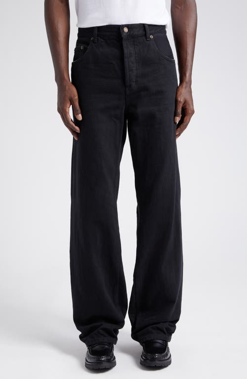 Distressed Extreme Baggy Wide Leg Jeans in Neo Carbon Black 3D