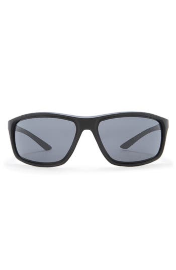 Shop Nike Adrenaline 66mm Rectangular Sunglasses In Matte Black/black/dark Grey