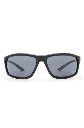 Nike Adrenaline 66mm Rectangular Sunglasses In Matte Black/black/dark Grey