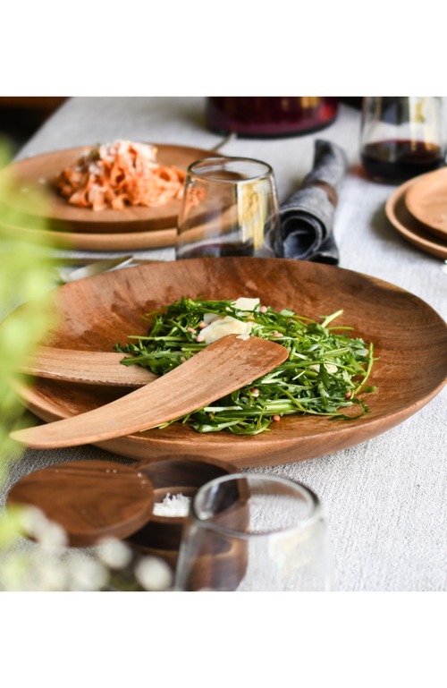Chechen Wood Design Shallow Salad Tray In Natural
