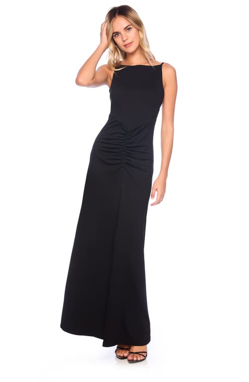 Shop Susana Monaco High Square Neck Stretch Jersey Maxi Dress In Black