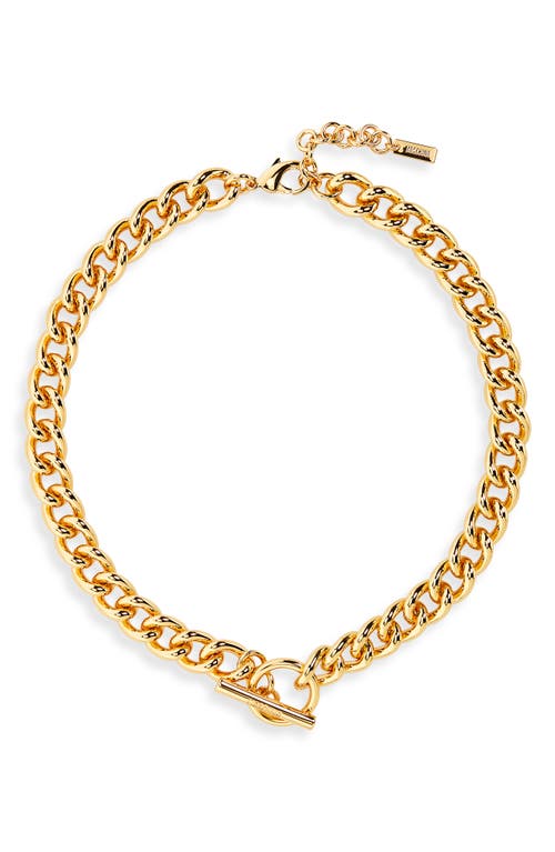 Moschino Curb Chain Toggle Necklace in Shiny Gold 