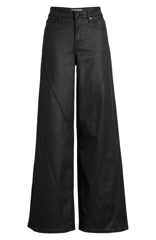 Hidden Jeans Coated Wide Leg Jeans In Black