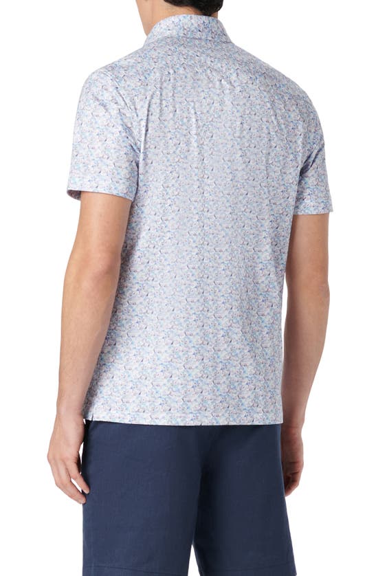 Shop Bugatchi Milo Ooohcotton® Floral Short Sleeve Button-up Shirt In Air Blue