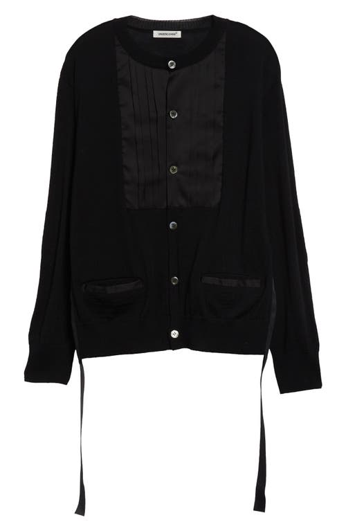 Shop Undercover Pleated Bib Wool Cardigan In Black