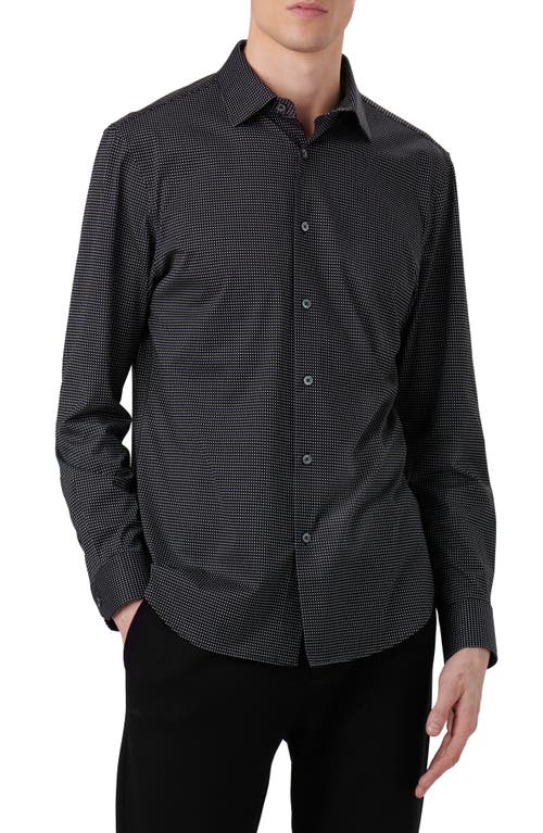 Bugatchi James OoohCotton Polka Dot Button-Up Shirt Black at Nordstrom,