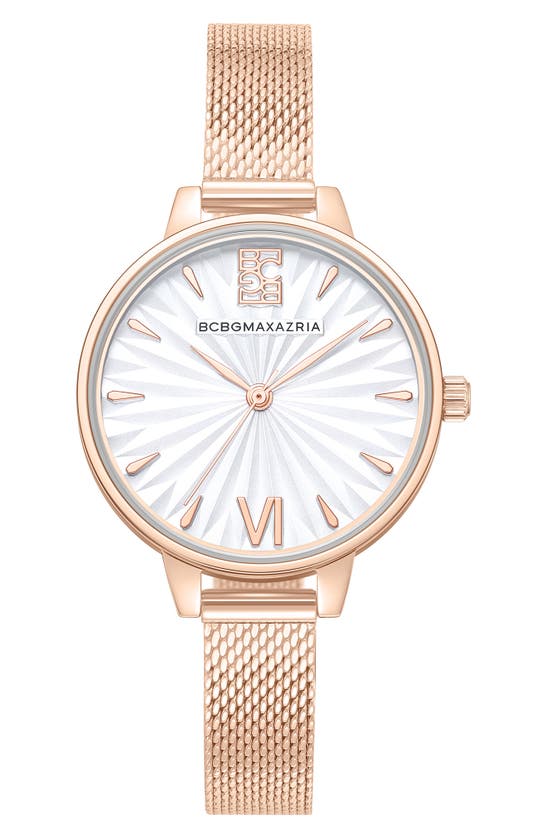 Shop Bcbg Max Azria Classic Quartz Mesh Bracelet Watch, 32mm In Rose Gold