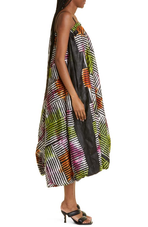 Shop Busayo Ayo Print Balloon Hem Dress In Orange/lime/pink