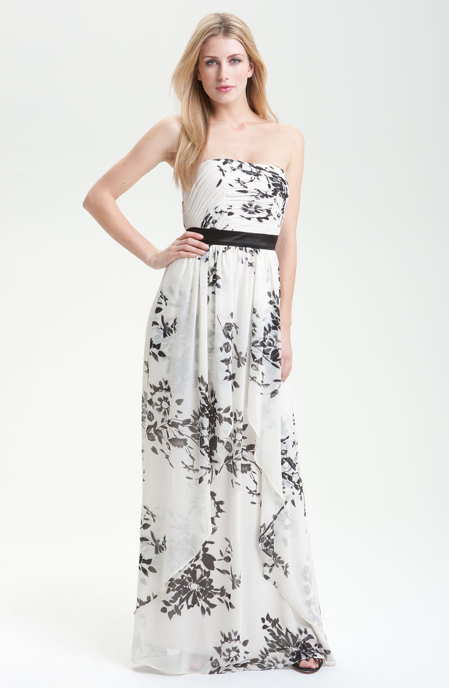 Max & Cleo Floral Print Strapless Gown | Nordstrom