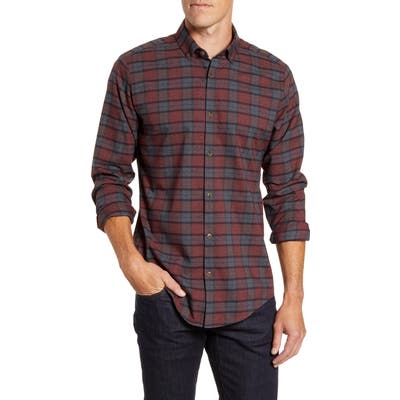 Mizzen+Main Mcallister Trim Fit Plaid Button-Down Performance Flannel Shirt Red