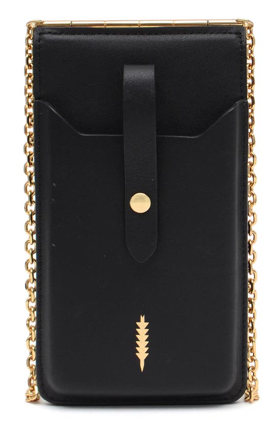 Thacker Nora Phone Leather Crossbody Bag In Black