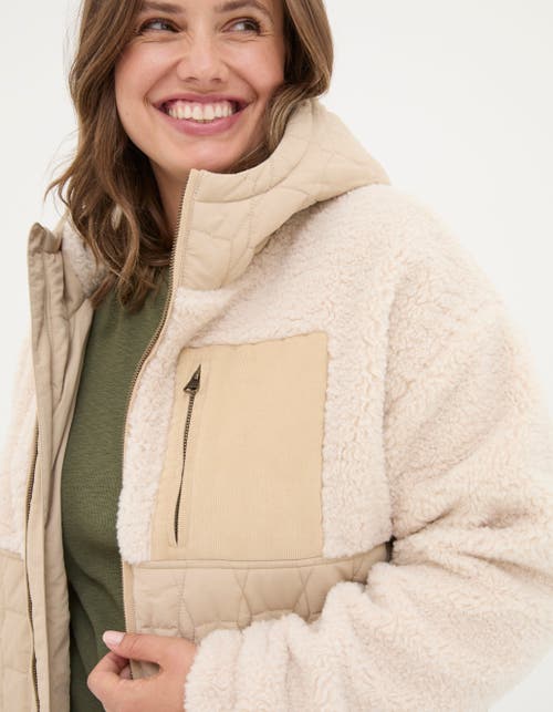 Shop Fatface Plus Size Honey Fleece Quilted Jacket In Dark Natural