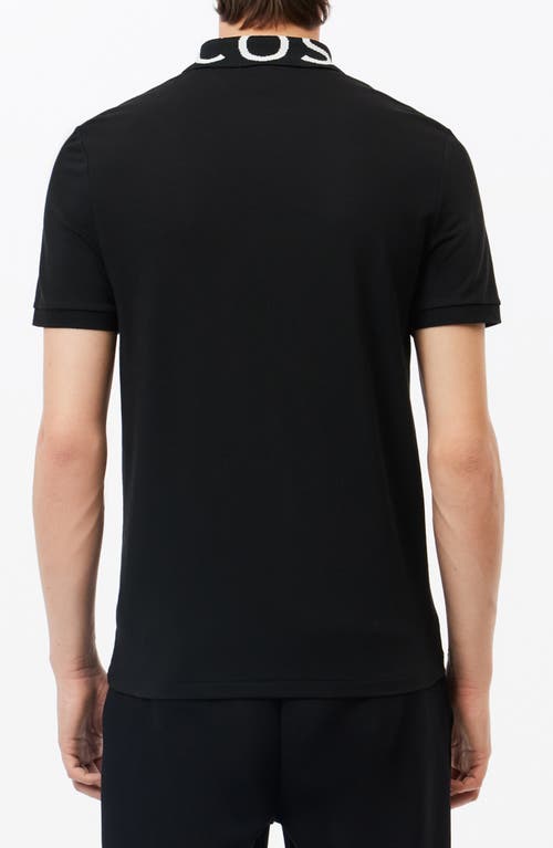 Shop Lacoste Semi Fancy Slim Fit Piqué Knit Polo In Black