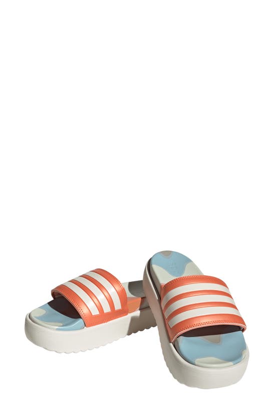 Adidas Originals Adilette Platform Sandal In Footwear White/ Semi Coral