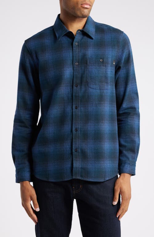 Ag Aiden Long Sleeve Button Front Shirt In Gradient Plaid Navy Multi