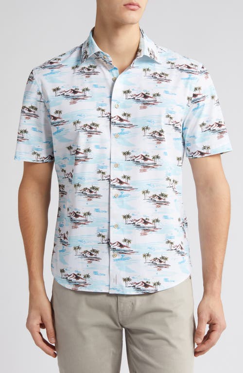 johnnie-O Barts Tropical Print Stretch Camp Shirt White at Nordstrom,