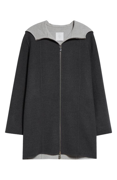 Shop Eleventy Wool Hooded Coat In Smoke Grey