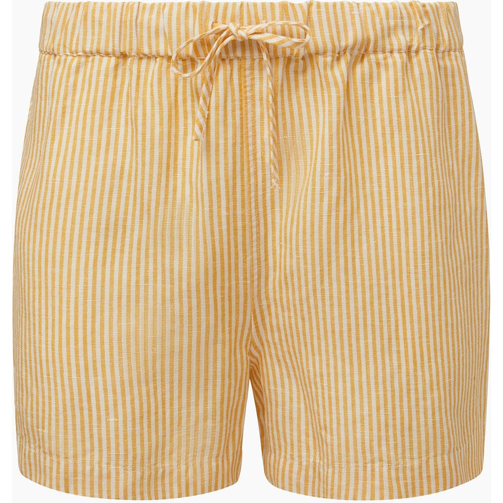 Onia Air Linen Elastic Drawstring Short In Burnt Sun/white