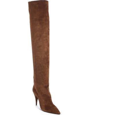 Saint Laurent Kiki Over The Knee Boot, Brown