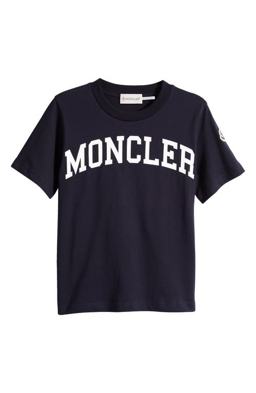 Moncler Kids' Cotton Logo Graphic T-Shirt Blue Navy at Nordstrom,