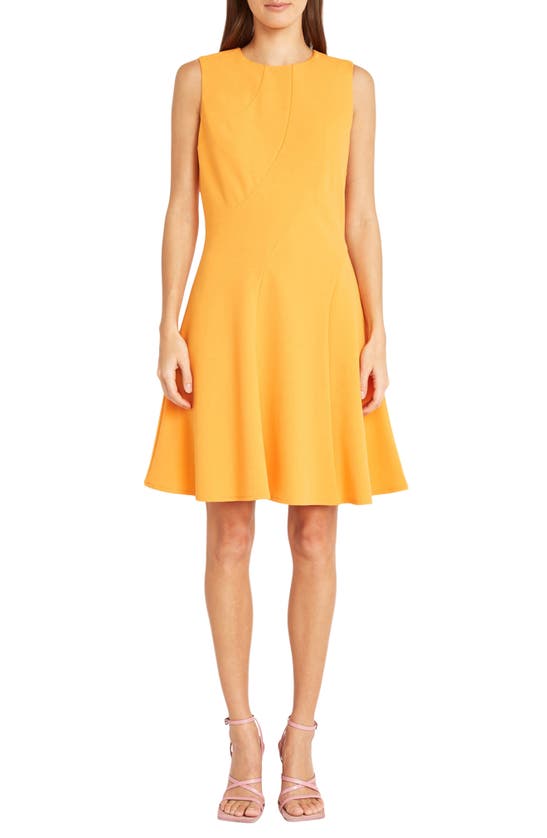 Donna Morgan Sleeveless Fit And Flare Dress In Flame Orange