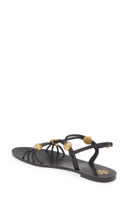 Tory Burch Capri Beaded Leather Multi-strap Sandals In Nero | ModeSens