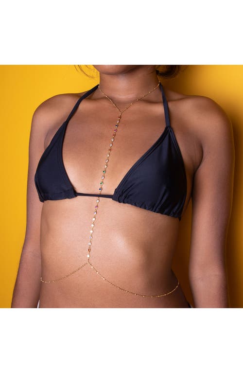 Vidakush Rainbow Station Body Chain In Multi/gold