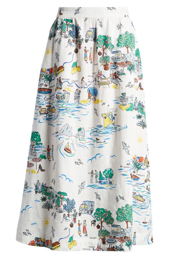 Shop Boden Florence Linen Midi Skirt In Ivory Amalfi