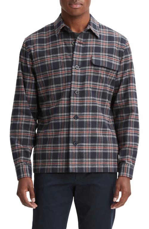 Vince Kingston Plaid Button-Up Shirt Coastal/Brickman Red at Nordstrom,