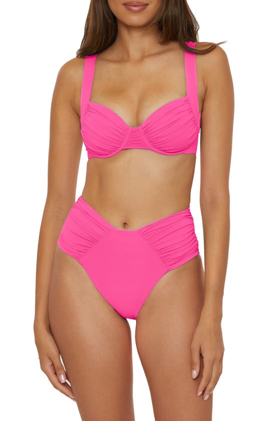 Shop Becca Color Code High Cut Bikini Bottoms In Pink