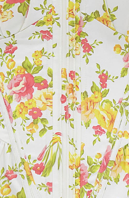 House Of Cb Gigou Print Corset Camisole In July Cottage Cream