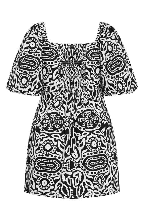 Shop City Chic Amari Puff Sleeve Cutout Cotton Dress In Blk Amari